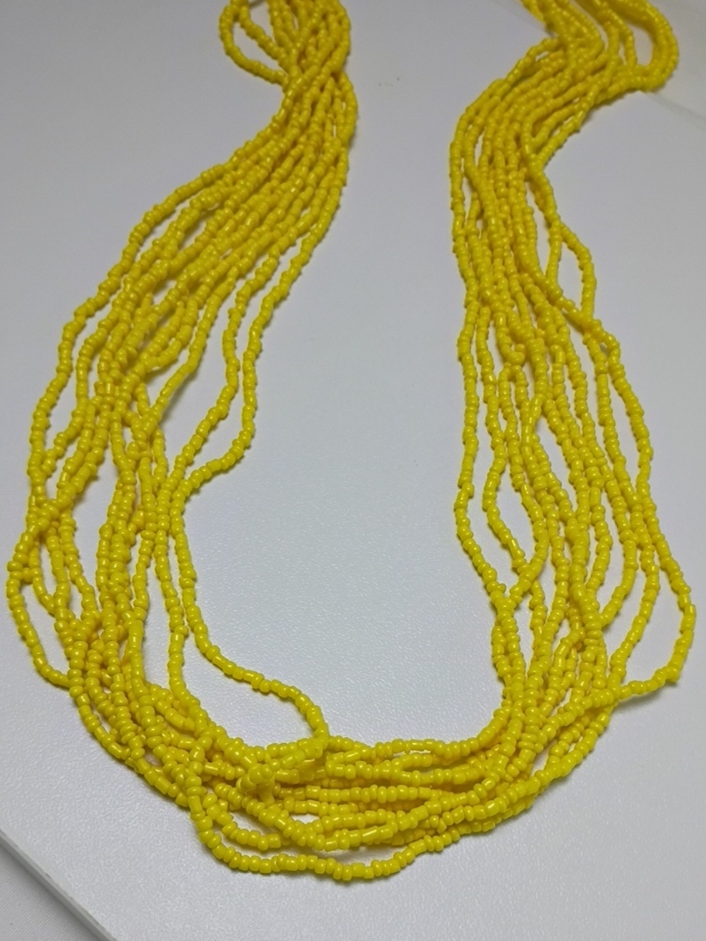 Seedbead Yellow And Silver Necklace And Earrings Set
